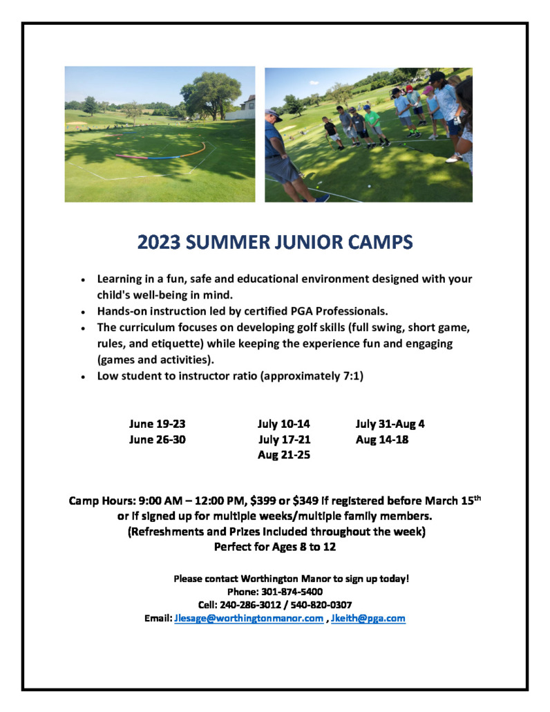 PGA Junior Golf Camp 2023 Worthington Manor Golf Club
